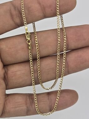 10k Real Gold Cuban Diamond Cut Chain 1.9 Mm 16 Inches